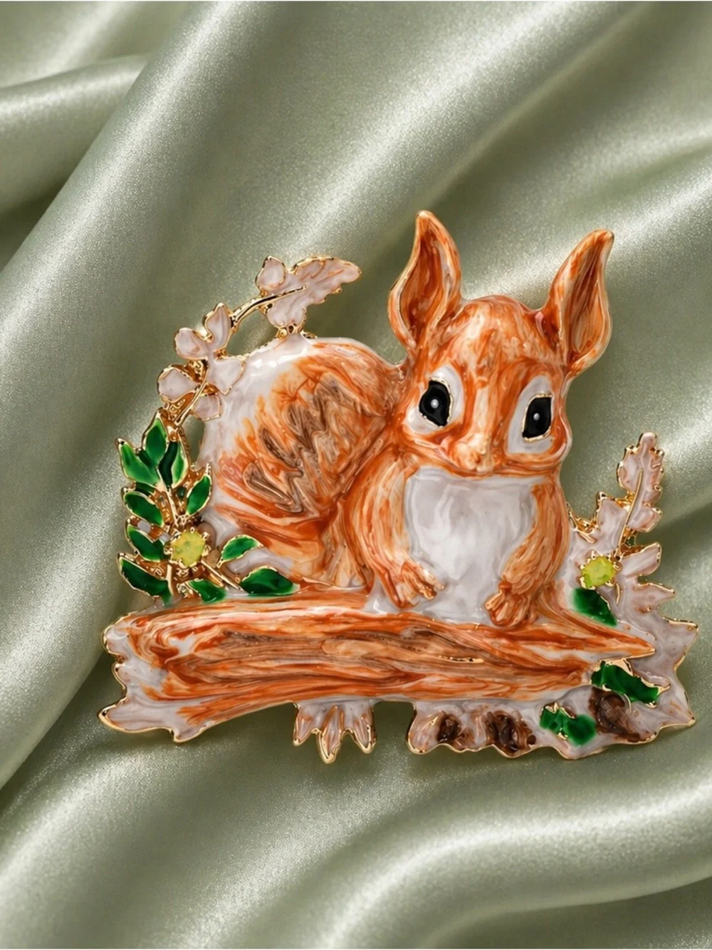 Adorable Squirrel Woodland Gold Brooch